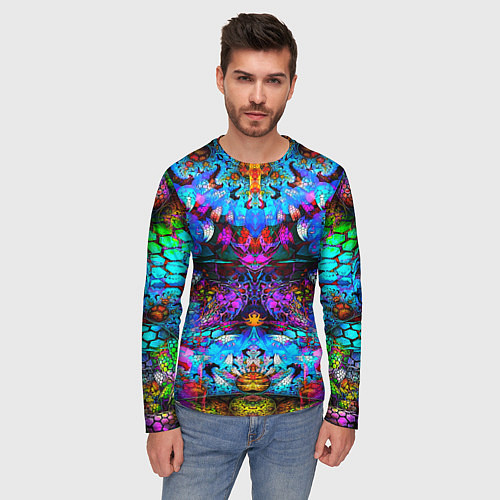 Мужской лонгслив Абстракция стекло узор / 3D-принт – фото 3