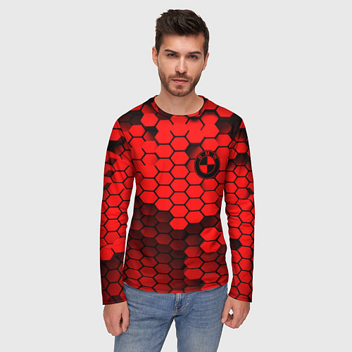 Мужской лонгслив BMW карбоновая абстракция / 3D-принт – фото 3