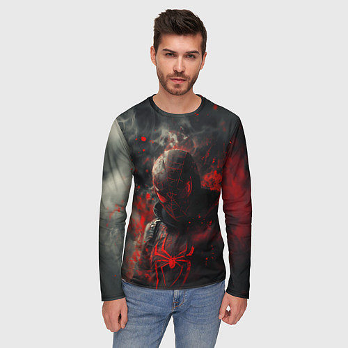 Мужской лонгслив Black Spider-man / 3D-принт – фото 3