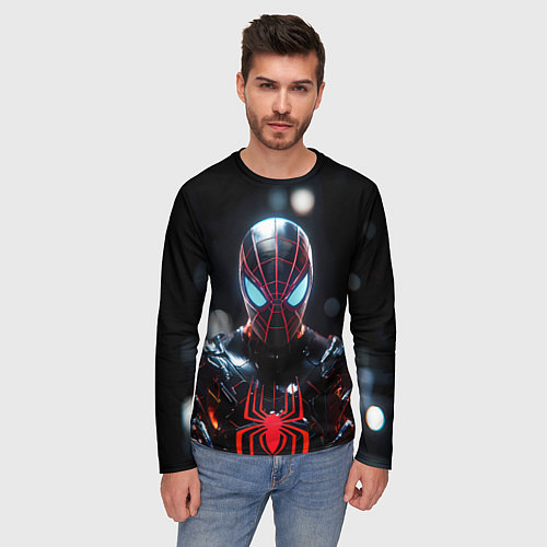 Мужской лонгслив Спайдер-мен в мото костюме / 3D-принт – фото 3