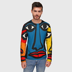 Лонгслив мужской Арт с лицами, цвет: 3D-принт — фото 2