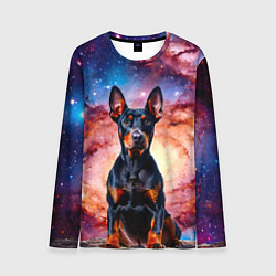 Лонгслив мужской Доберман в космосе, цвет: 3D-принт