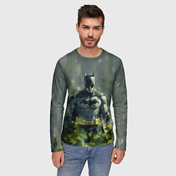 Лонгслив мужской Бэтмен зеленые краски, цвет: 3D-принт — фото 2
