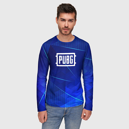 Мужской лонгслив PUBG blue poly / 3D-принт – фото 3