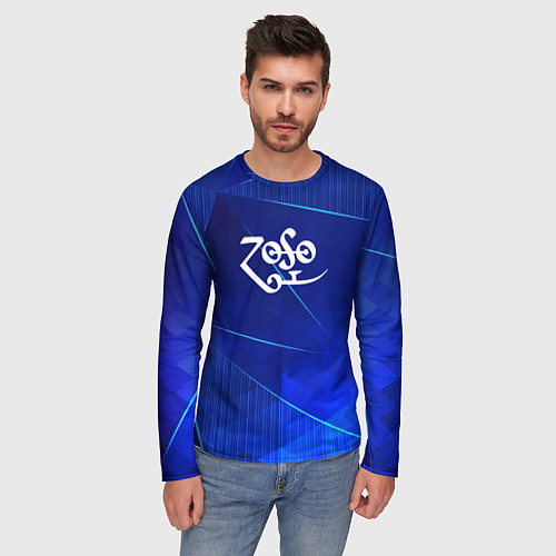 Мужской лонгслив Led Zeppelin blue poly / 3D-принт – фото 3