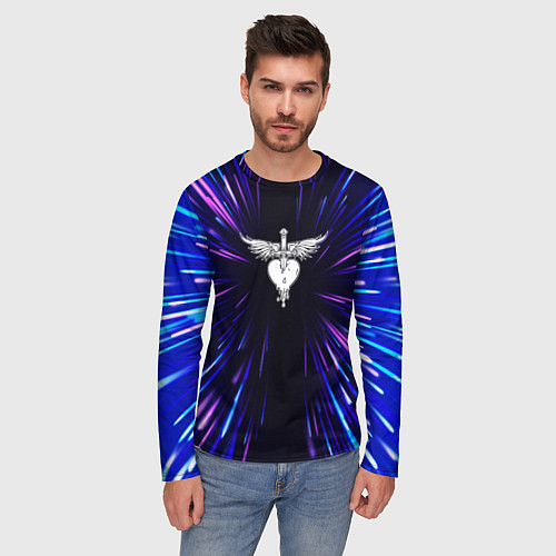 Мужской лонгслив Bon Jovi neon energy / 3D-принт – фото 3