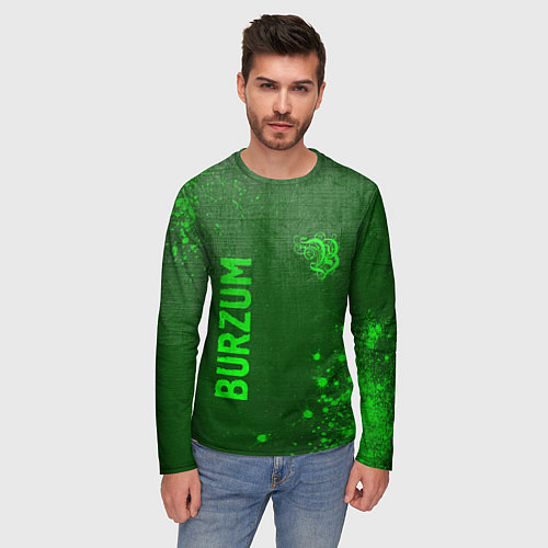 Мужской лонгслив Burzum - green gradient вертикально / 3D-принт – фото 3