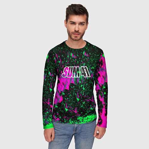 Мужской лонгслив Sum 41 неоновые краски / 3D-принт – фото 3