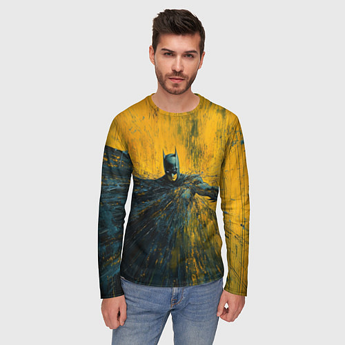 Мужской лонгслив Бэтмен нарисованный кистью / 3D-принт – фото 3