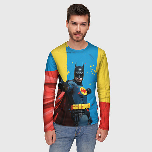 Мужской лонгслив Бэтмен предупреждает / 3D-принт – фото 3