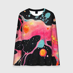 Лонгслив мужской Розовая текстура в черном, цвет: 3D-принт