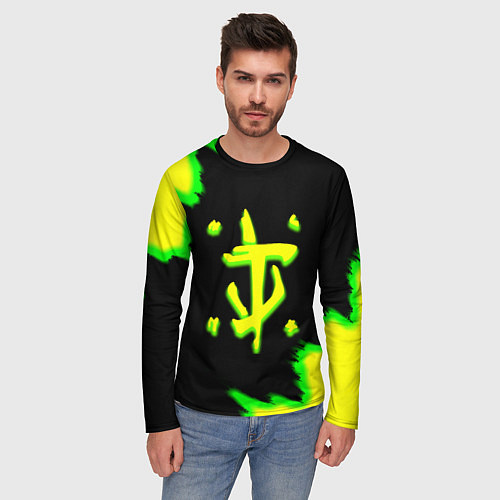 Мужской лонгслив Doom огненное лого краски / 3D-принт – фото 3