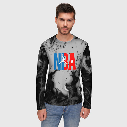 Мужской лонгслив NASA неоновый огонь / 3D-принт – фото 3