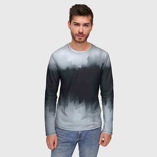Мужской лонгслив Разводы черной краски / 3D-принт – фото 3
