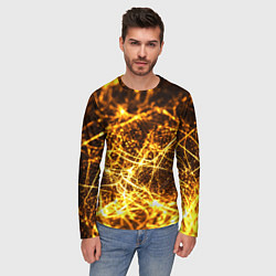Лонгслив мужской Текстура золотые нити, цвет: 3D-принт — фото 2