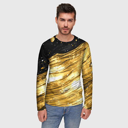 Мужской лонгслив Золотой текстурный фон / 3D-принт – фото 3