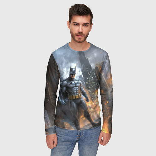 Мужской лонгслив Бэтмен - старый стиль / 3D-принт – фото 3