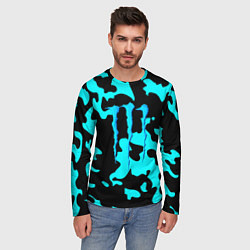 Лонгслив мужской Monster energy камуфляж голубой, цвет: 3D-принт — фото 2