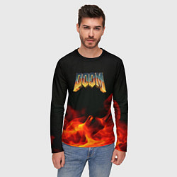 Лонгслив мужской Doom огненная текстура, цвет: 3D-принт — фото 2