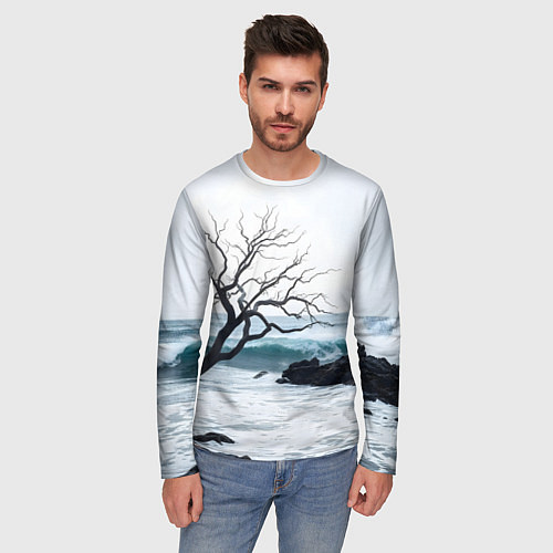 Мужской лонгслив Дерево в море / 3D-принт – фото 3