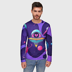 Лонгслив мужской Летающая тарелка с сердцем, цвет: 3D-принт — фото 2
