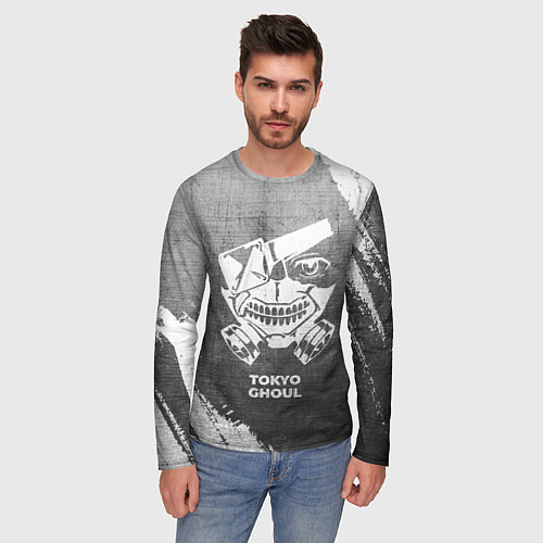 Мужской лонгслив Tokyo Ghoul - grey gradient / 3D-принт – фото 3