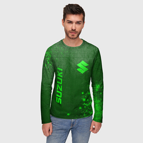 Мужской лонгслив Suzuki - green gradient вертикально / 3D-принт – фото 3