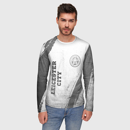 Мужской лонгслив Leicester City - white gradient вертикально / 3D-принт – фото 3