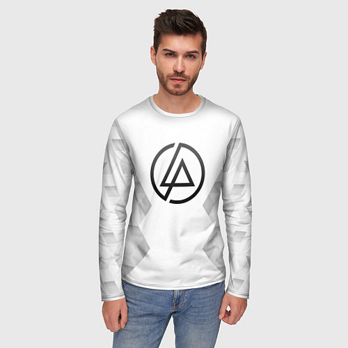 Мужской лонгслив Linkin Park white poly / 3D-принт – фото 3