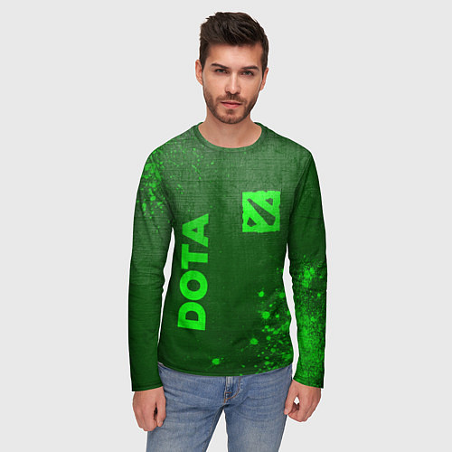 Мужской лонгслив Dota - green gradient вертикально / 3D-принт – фото 3