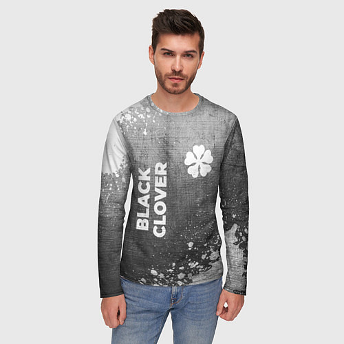 Мужской лонгслив Black Clover - grey gradient вертикально / 3D-принт – фото 3