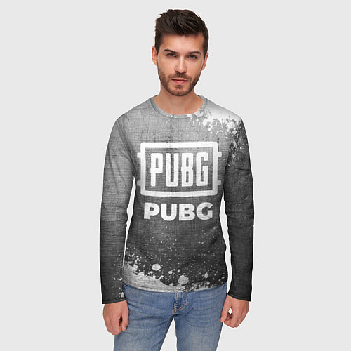 Мужской лонгслив PUBG - grey gradient / 3D-принт – фото 3