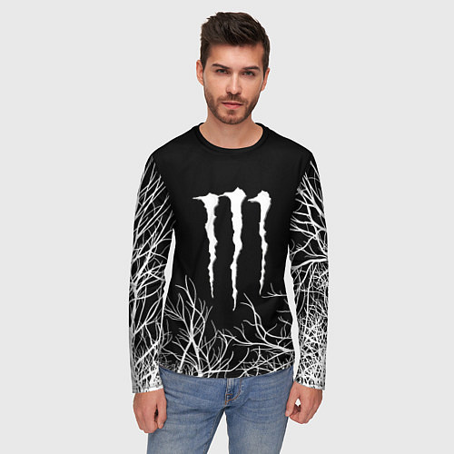 Мужской лонгслив Monster energy лес / 3D-принт – фото 3