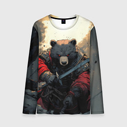 Лонгслив мужской Медведь самурай, цвет: 3D-принт