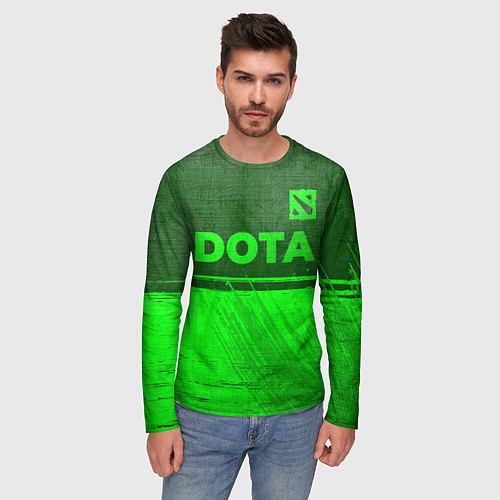 Мужской лонгслив Dota - green gradient посередине / 3D-принт – фото 3