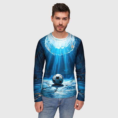 Мужской лонгслив Футбольный мяч в синем / 3D-принт – фото 3