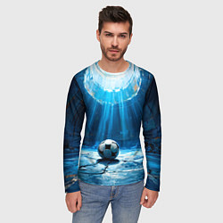 Лонгслив мужской Футбольный мяч в синем, цвет: 3D-принт — фото 2