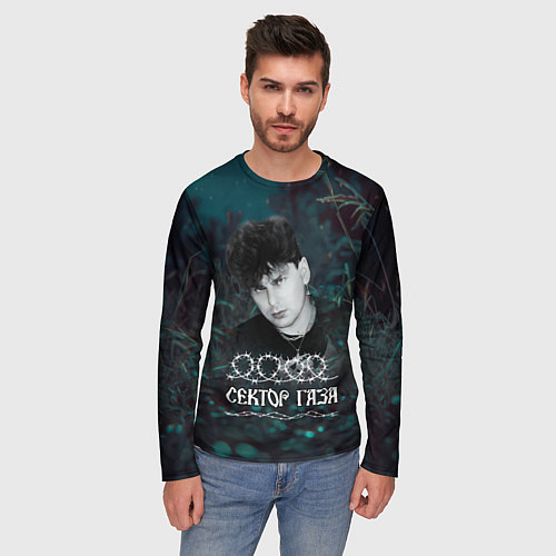 Мужской лонгслив Сектор газа ночной фон / 3D-принт – фото 3