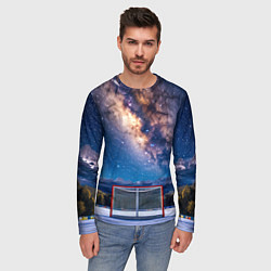 Лонгслив мужской Хоккейные ворота в ночи, цвет: 3D-принт — фото 2