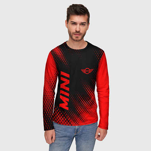 Мужской лонгслив Mini - red gradient вертикально / 3D-принт – фото 3