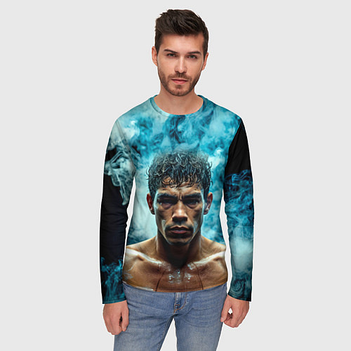 Мужской лонгслив Артуро Гатти в дыму / 3D-принт – фото 3