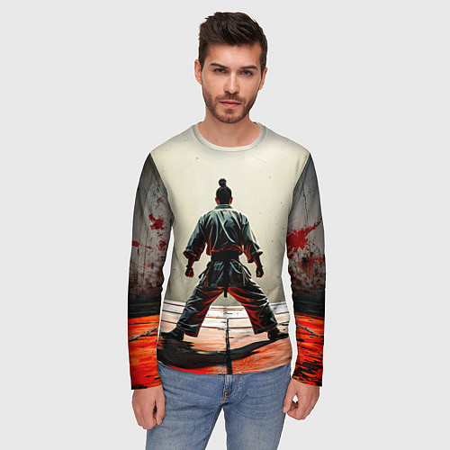 Мужской лонгслив Боец боевых искусств / 3D-принт – фото 3