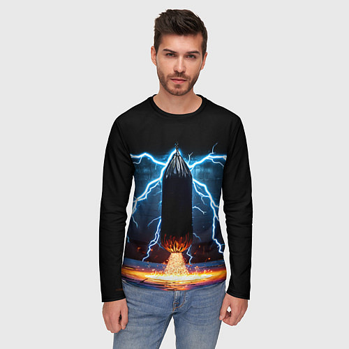 Мужской лонгслив Боксерская груша и молния / 3D-принт – фото 3