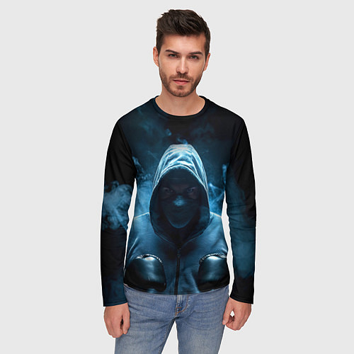 Мужской лонгслив Боксер в дыму / 3D-принт – фото 3