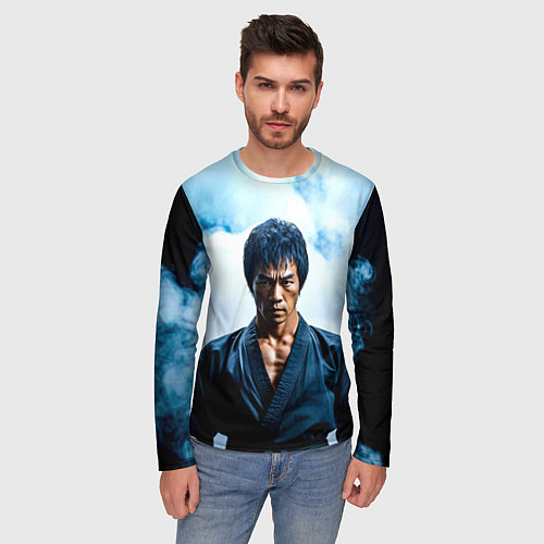 Мужской лонгслив Брюс Ли в дыму / 3D-принт – фото 3