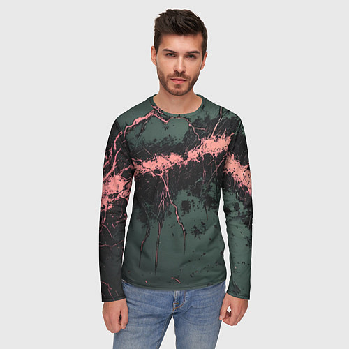 Мужской лонгслив Гранж потертая текстура / 3D-принт – фото 3