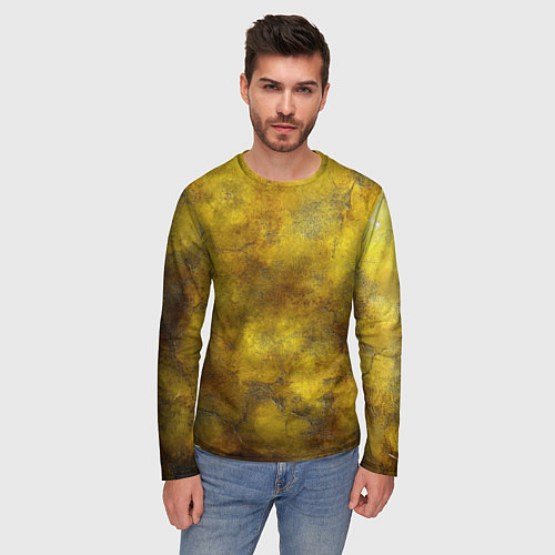 Мужской лонгслив Золотая ржавая текстура / 3D-принт – фото 3