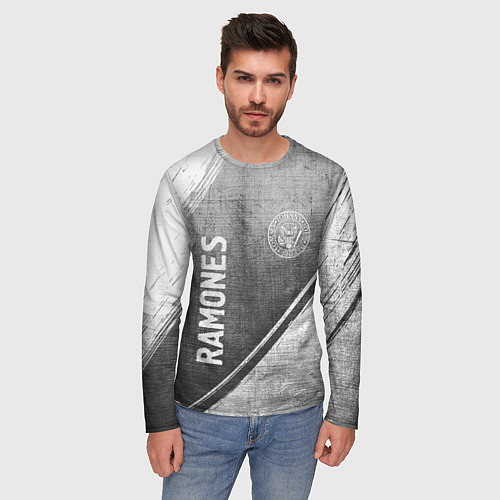 Мужской лонгслив Ramones - grey gradient вертикально / 3D-принт – фото 3