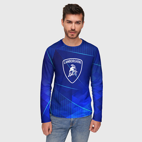 Мужской лонгслив Lamborghini blue poly / 3D-принт – фото 3
