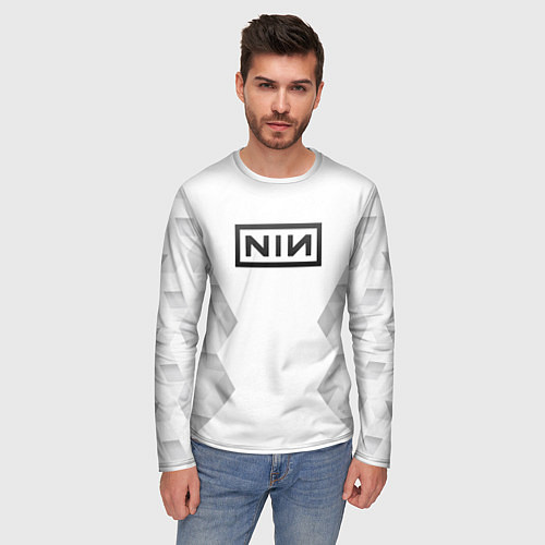 Мужской лонгслив Nine Inch Nails white poly / 3D-принт – фото 3